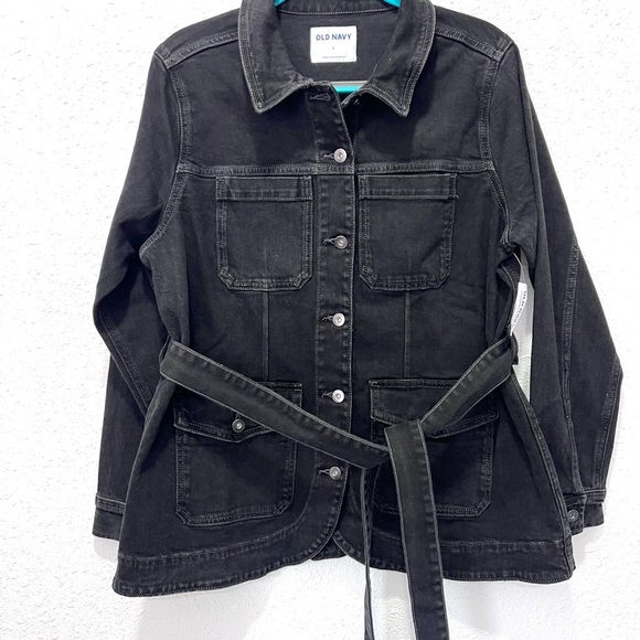Old Navy Black Jean Jacket‎ Classic Denim Style L - Picture 5 of 8